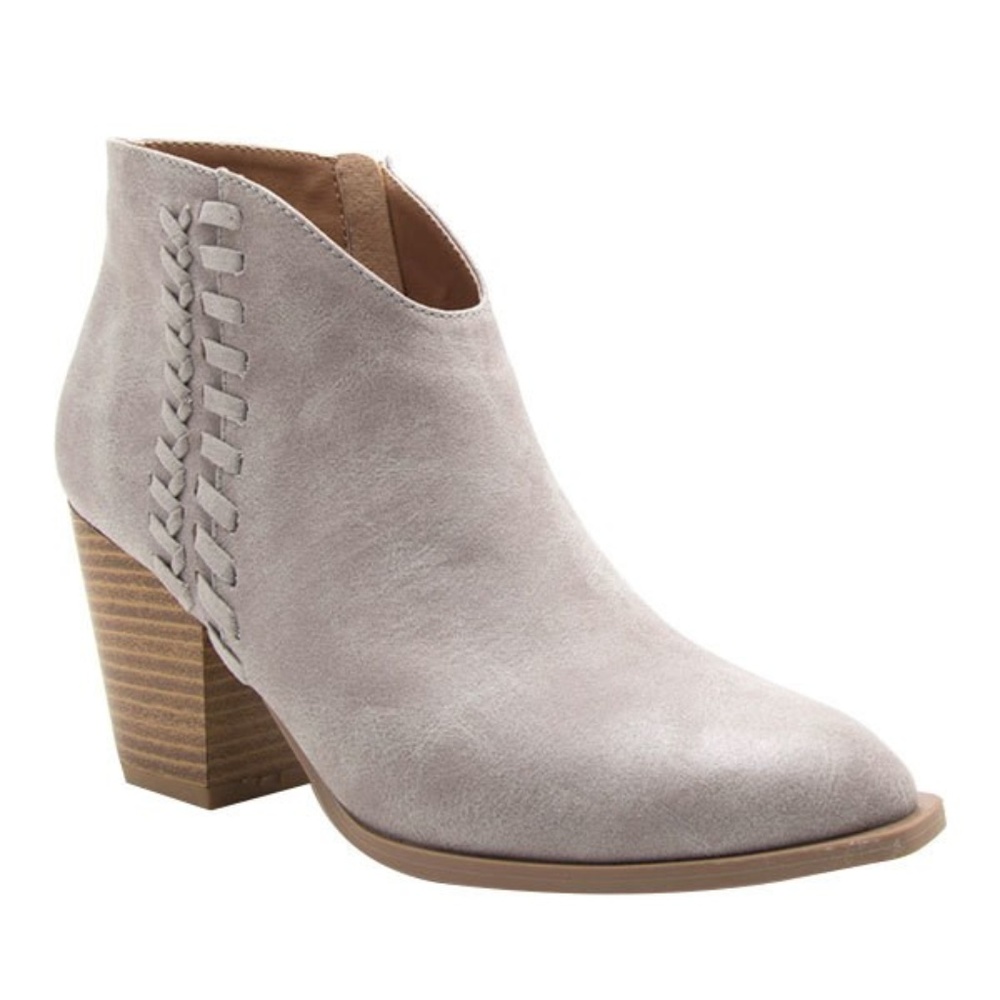 Grey Block Heel Ankle Booties - Picture 2 of 2